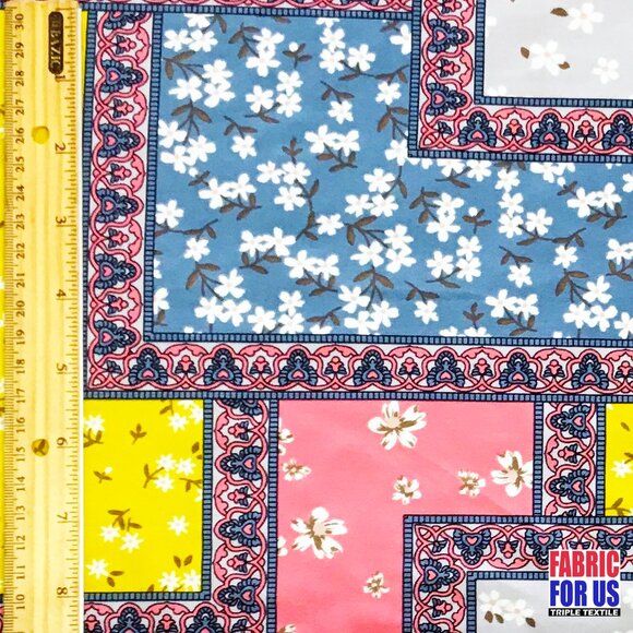 Flowers & Frames Allover Stretch Fabric 58" Wide - Picture 4 of 5